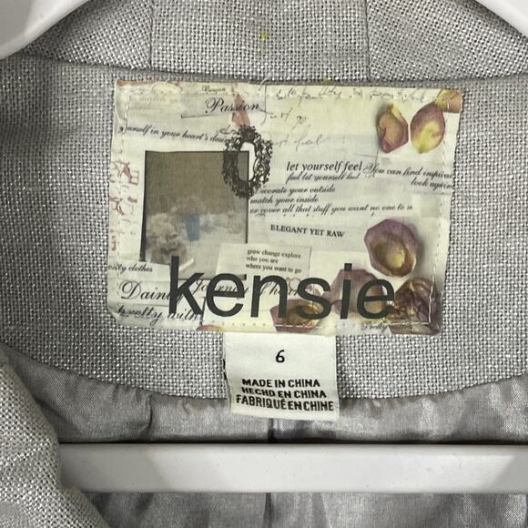 Kensie Silver Cropped Sleeve Linen Dress Coat Peplum Jacket Size 6 - Picture 6 of 11